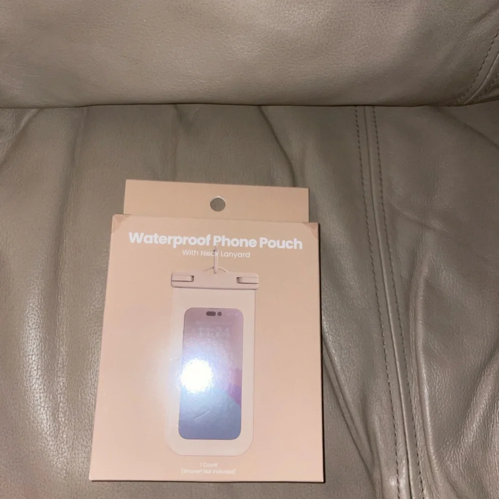 Waterproof Phone Pouch with Neck Lanyard - Cream NWT Fits Phones Up To 7”